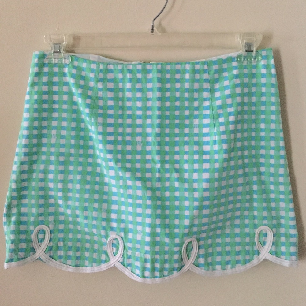 Lilly Pulitzer Tate Skirt Green Gingham SZ 6
